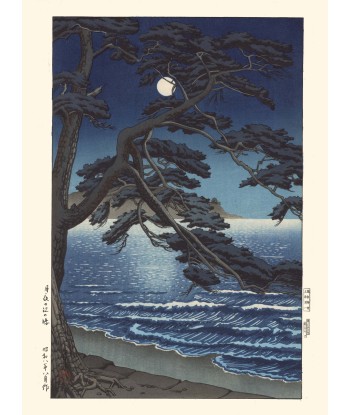 Nuit de pleine lune à Enoshima de Hasui Kawase | Reproduction Fine Art 2024