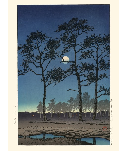 Lune d'hiver à Toyama Gahara de Hasui Kawase | Reproduction Fine Art Economisez 