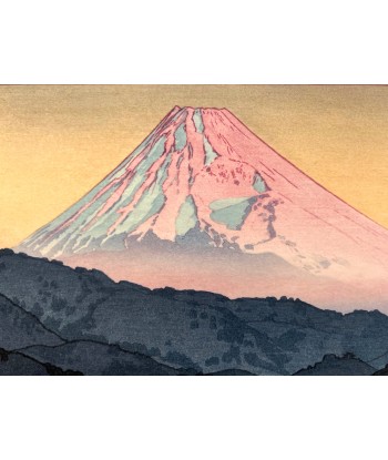 Estampe Japonaise Encadrée de Yoshida Toshi | Le Mont Fuji depuis Nagaoka le Matin rembourrage situé sous