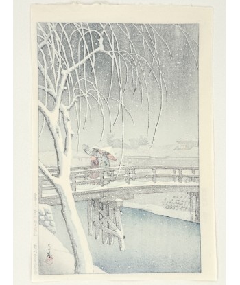 Estampe Japonaise de Hasui Kawase | Soir de Neige à Edogawa Par le système avancé 