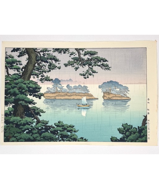 Estampe Japonaise de Koitsu Tsuchiya |  pluie de printemps à Matsushima s'inspire de l'anatomie humaine