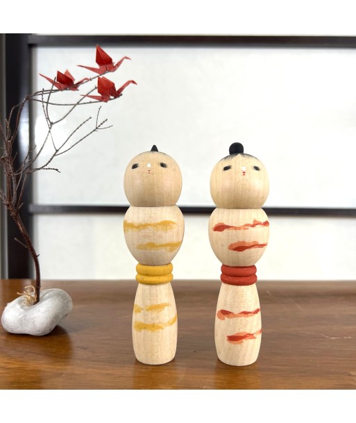 Kokeshi Créative Vintage de Mamoru Izu | Couple petites kokeshi cintrées solde