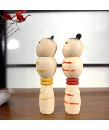 Kokeshi Créative Vintage de Mamoru Izu | Couple petites kokeshi cintrées solde