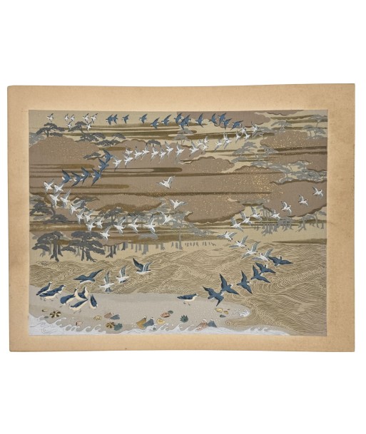 Estampe Japonaise Ecole Kano | Envol d'oiseaux sur la plage commande en ligne