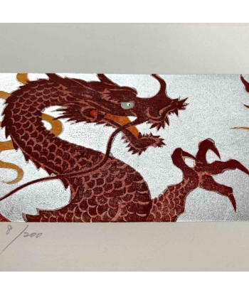 Estampe Japonaise Encadrée de Namiki Hajime | Dragons Rouges Flamboyants outlet