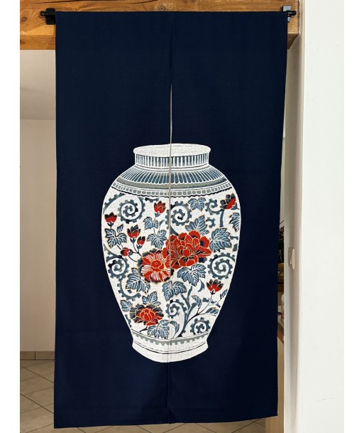 Noren, rideau japonais | Vase et Pivoines en linge