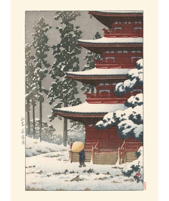 Neige au temple Saisho-In de Hasui Kawase | Reproduction Fine Art Le MVP de beaucoup