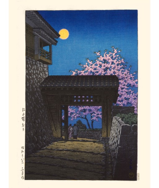 Pleine lune au chateau de Matsuyama de Hasui Kawase | Reproduction Fine Art 2024