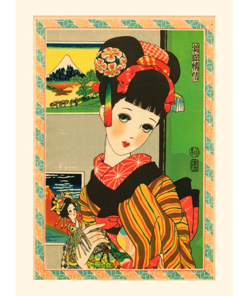 Jeune fille à la poupée de Junichi Nakahara |  Reproduction Fine Art 2023