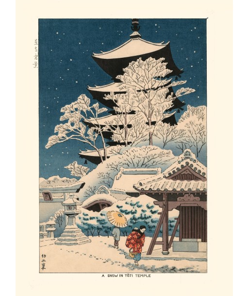 Neige au temple Toji de Takeji Asano | Reproduction Fine Art pour bénéficier 