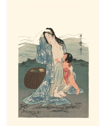 Pêcheuse d'Abalone et enfant de Utamaro Kitagawa | Reproduction Fine Art 50-70% off 