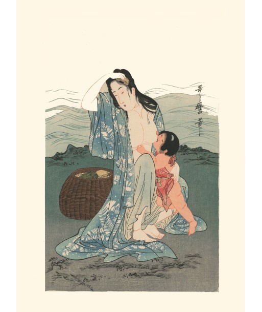 Pêcheuse d'Abalone et enfant de Utamaro Kitagawa | Reproduction Fine Art 50-70% off 