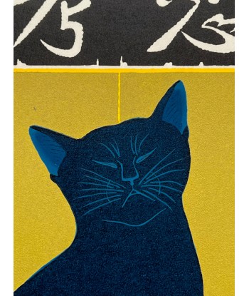 Estampe Japonaise de Nishida Tadashige | Chat Bleu "Thinking Over and Over" les ctes