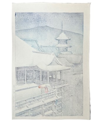 Estampe Japonaise de Hasui Kawase | Neige de printemps sur le Temple Kiyomizu, Kyoto les ctes