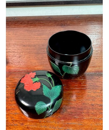 Natsume en laque noire d'Okinawa, ryukyu-nuri motif fleur hibiscus Faites des économies