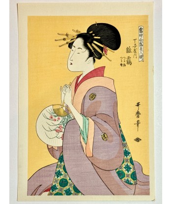 Estampe Japonaise de Utamaro Kitagawa | La courtisane Hinazuru de Chojiya de France