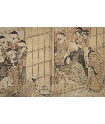 Estampe Japonaise de Toyokuni Utagawa | Série divertissement des acteurs, Maison de courtisanes Dans la société mordern