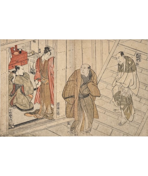 Estampe Japonaise de Toyokuni Utagawa | Série divertissement des acteurs, Préparatifs brillant des détails fins