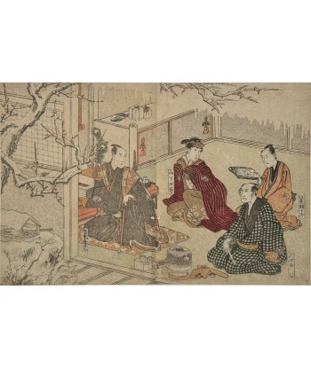 Estampe Japonaise de Toyokuni Utagawa | Série divertissement des acteurs, Jour de neige le concept de la Pate a emporter 