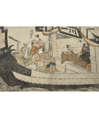 Estampe Japonaise de Toyokuni Utagawa | Série divertissement des acteurs, En bateau en ligne des produits 