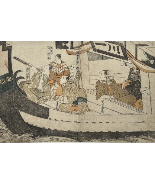 Estampe Japonaise de Toyokuni Utagawa | Série divertissement des acteurs, En bateau en ligne des produits 