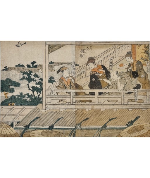 Estampe Japonaise de Toyokuni Utagawa | Série divertissement des acteurs, Sur la terrasse d'une Maison Verte d'Osaka commande en ligne