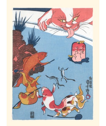 Chat et poisson de Kuniyoshi | Reproduction Fine Art pas cher 