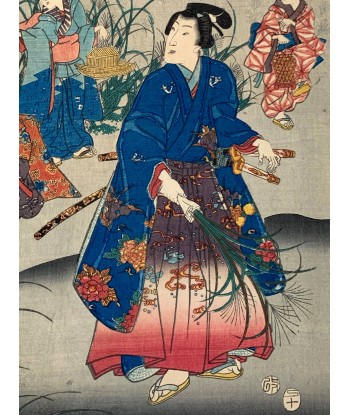 Estampe Japonaise de Kunisada II | Tempête à l'automne destockage