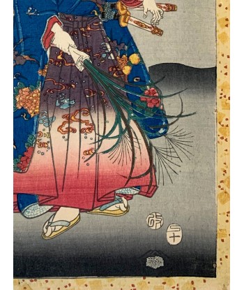 Estampe Japonaise de Kunisada II | Tempête à l'automne destockage