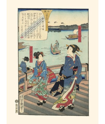 Courtisanes sur le pont Yanagi de Yoshiiku | Reproduction Fine Art en stock