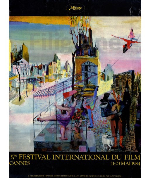 FESTIVAL de CANNES 1984 - AFFICHE ORIGINALE 60x80cm avec marques d'usage Amélioration de cerveau avec