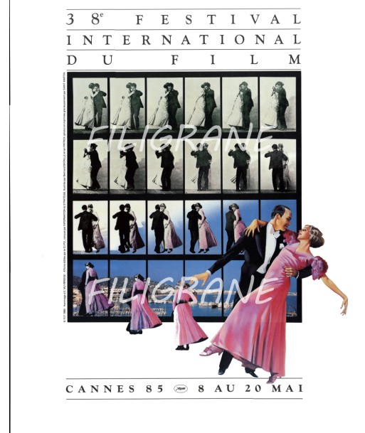 FESTIVAL de CANNES 1985 - BELLE AFFICHE ORIGINALE 60x80cm Etat Neuf plus qu'un jeu 