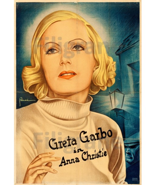 Anna CHRISTIE  GARBO  FILM Rbgq POSTER/REPRODUCTION  d1 AFFICHE VINTAGE d'Europe débarque