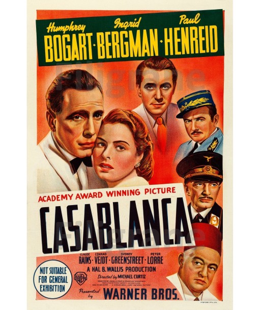 CASABLANCA  FILM Rkfb POSTER/REPRODUCTION  d1 AFFICHE VINTAGE livraison gratuite