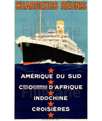 CHARGEURS RéUNIS CROISIèRES Rncg POSTER/REPRODUCTION  d1 AFFICHE VINTAGE offre 