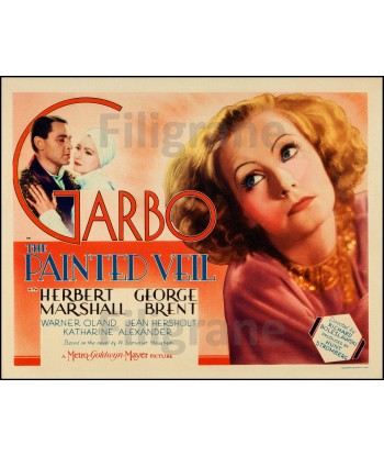 GARBO  PAINTED VEIL FILM Rtre POSTER/REPRODUCTION  d1 AFFICHE VINTAGE livraison et retour toujours gratuits