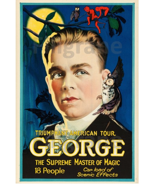 MAGIE GEORGE MASTER of MAGIC Rgds POSTER/REPRODUCTION  d1 AFFICHE VINTAGE Venez découvrir notre 