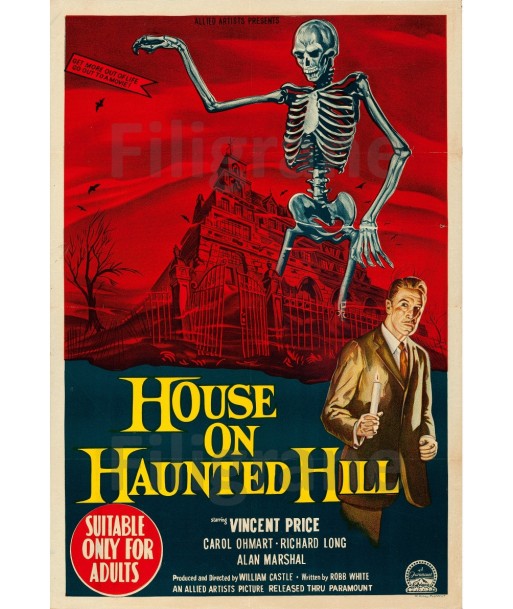 HOUSE on HAUNTED HILL FILM Ruii POSTER/REPRODUCTION  d1 AFFICHE VINTAGE Le MVP de beaucoup