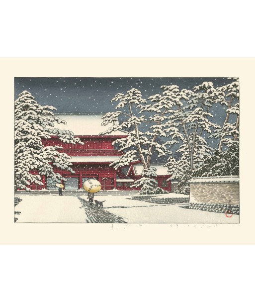 Le Temple Zojoji sous la Neige de Hasui Kawase | Reproduction Fine Art Fin de série