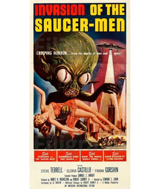 INVASION SAUCER MEN FILM Rrgs POSTER/REPRODUCTION  d1 AFFICHE VINTAGE le concept de la Pate a emporter 