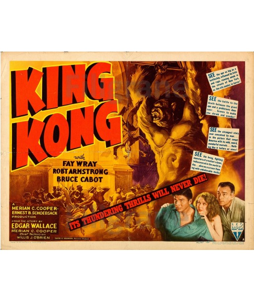 KING KONG  FILM Resa POSTER/REPRODUCTION  d1 AFFICHE VINTAGE le des métaux précieux