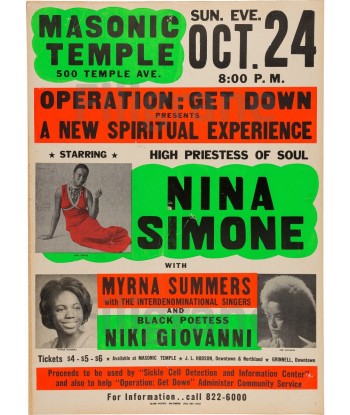 NINA SIMONE  FILM Rnts POSTER/REPRODUCTION  d1 AFFICHE VINTAGE soldes