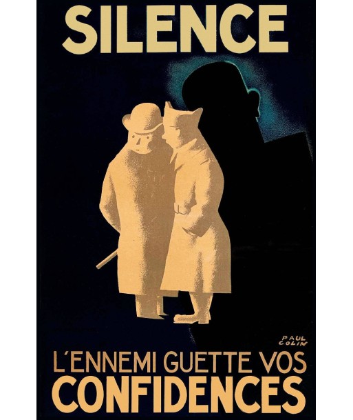 PROPAGANDE SILENCE L ENNEMI GUETTE Rcef POSTER/REPRODUCTION  d1 AFFICHE VINTAGE pas cher