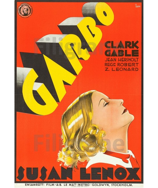 Susan LENOX  GARBO FILM Rika POSTER/REPRODUCTION  d1 AFFICHE VINTAGE la chaussure