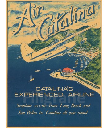 AIR CATALINA AVION Rhsw-POSTER/REPRODUCTION  d1 AFFICHE VINTAGE rembourrage situé sous