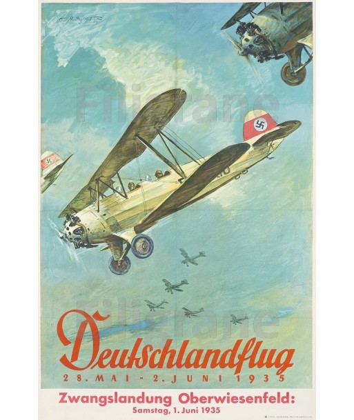 AIRLINES DEUTSCHLANDFLUG 1935 Rgrs-POSTER/REPRODUCTION  d1 AFFICHE VINTAGE du meilleur 