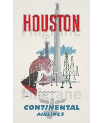 AIRLINES HOUSTON Rktf-POSTER/REPRODUCTION  d1 AFFICHE VINTAGE de technologie