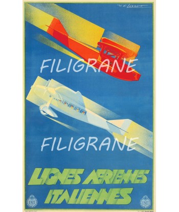 AIRLINES LIGNES AéRIENNES ITALIE Rhue-POSTER/REPRODUCTION  d1 AFFICHE VINTAGE brillant des détails fins