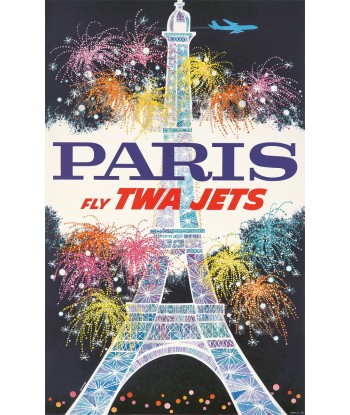 AIRLINES TWA JETS PARIS Rdnc-POSTER/REPRODUCTION  d1 AFFICHE VINTAGE Pour