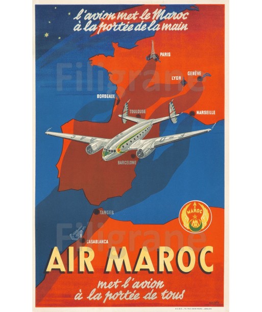 AIR MAROC AVION Reoa-POSTER/REPRODUCTION  d1 AFFICHE VINTAGE est présent 